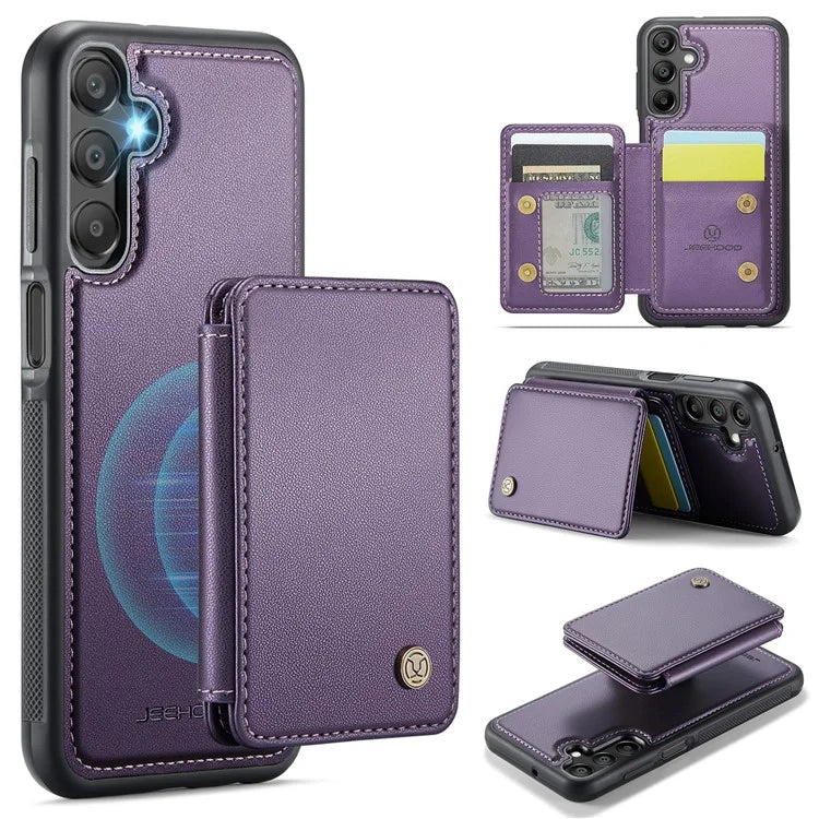 JEEHOOD J05 For Samsung Galaxy A15 4G / 5G Case Card Holder Kickstand Leather+TPU Phone Cover