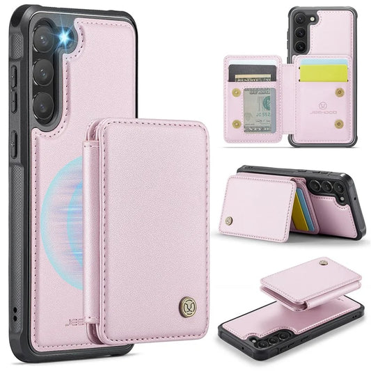 JEEHOOD J05 For Samsung Galaxy S23 Case Card Holder Kickstand Leather+TPU Phone Cover