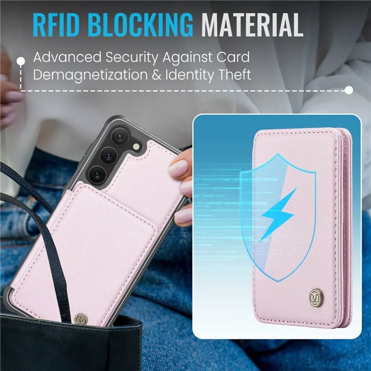 JEEHOOD J05 For Samsung Galaxy S23 Case Card Holder Kickstand Leather+TPU Phone Cover