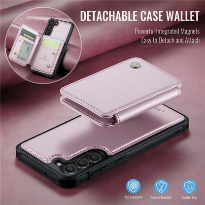 JEEHOOD J05 For Samsung Galaxy S23 Case Card Holder Kickstand Leather+TPU Phone Cover