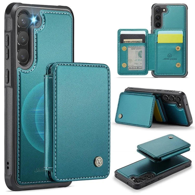 JEEHOOD J05 For Samsung Galaxy S23 Case Card Holder Kickstand Leather+TPU Phone Cover