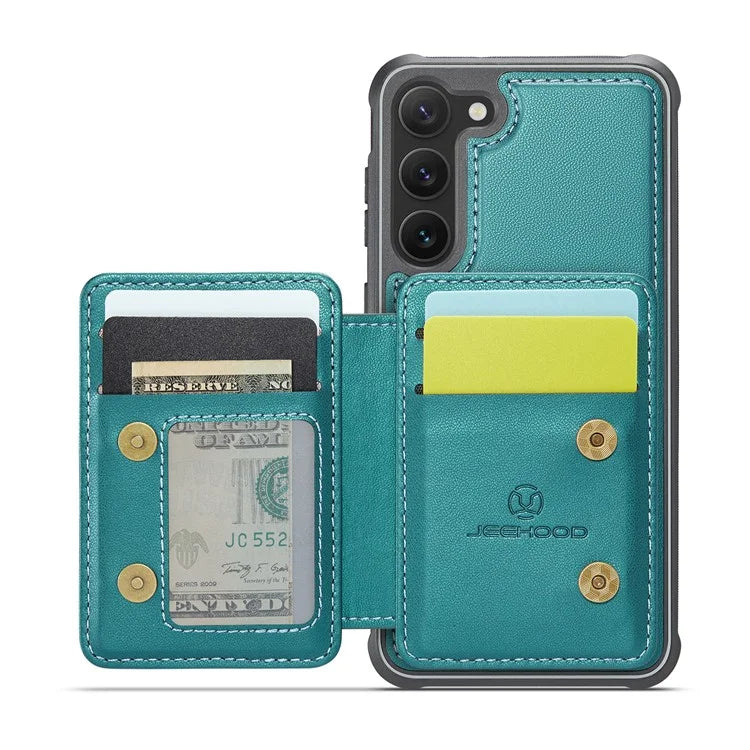 JEEHOOD J05 For Samsung Galaxy S23 Case Card Holder Kickstand Leather+TPU Phone Cover