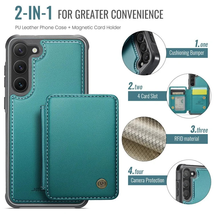 JEEHOOD J05 For Samsung Galaxy S23 Case Card Holder Kickstand Leather+TPU Phone Cover