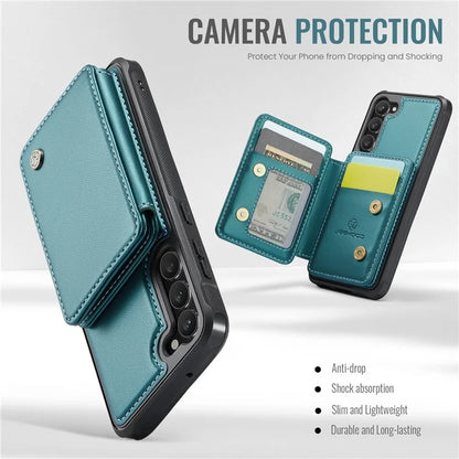 JEEHOOD J05 For Samsung Galaxy S23 Case Card Holder Kickstand Leather+TPU Phone Cover