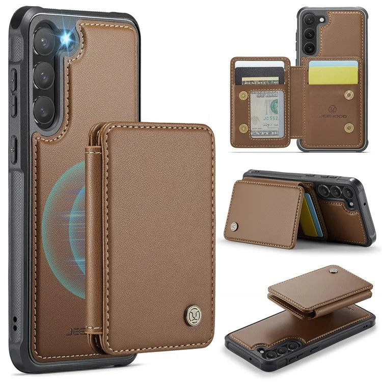JEEHOOD J05 For Samsung Galaxy S23 Case Card Holder Kickstand Leather+TPU Phone Cover