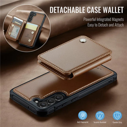 JEEHOOD J05 For Samsung Galaxy S23 Case Card Holder Kickstand Leather+TPU Phone Cover