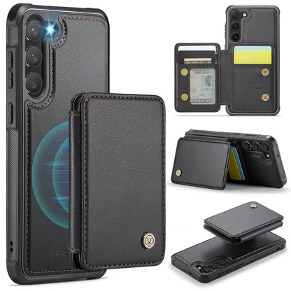 JEEHOOD J05 For Samsung Galaxy S23 Case Card Holder Kickstand Leather+TPU Phone Cover
