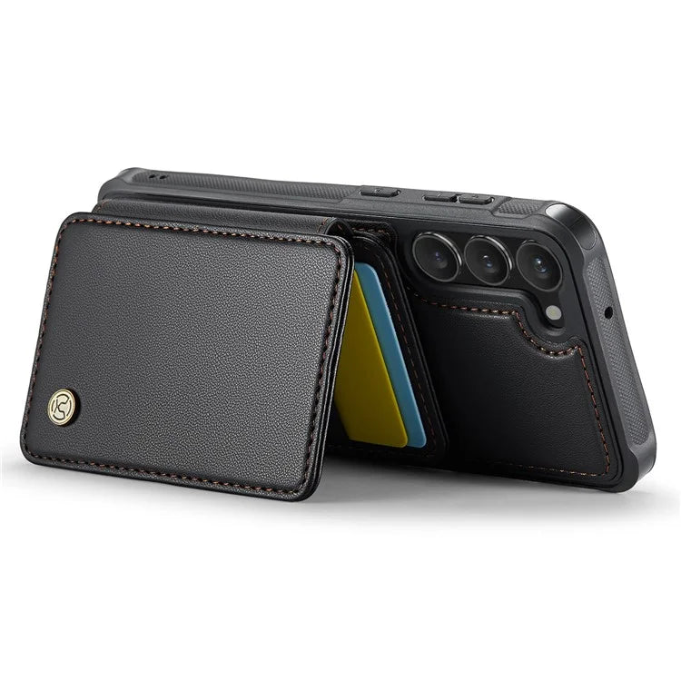 JEEHOOD J05 For Samsung Galaxy S23 Case Card Holder Kickstand Leather+TPU Phone Cover