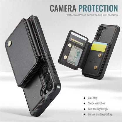 JEEHOOD J05 For Samsung Galaxy S23 Case Card Holder Kickstand Leather+TPU Phone Cover