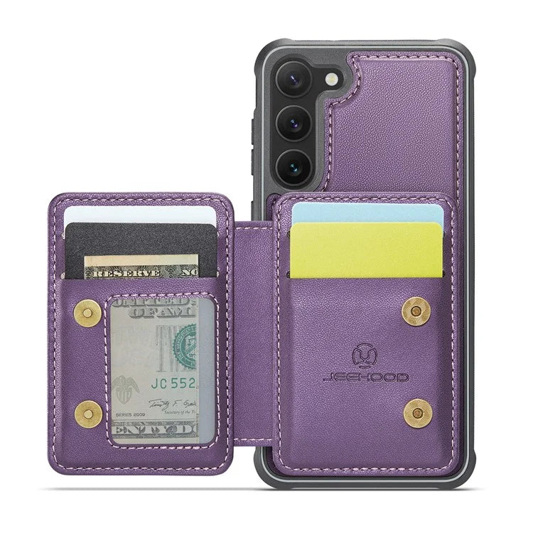 JEEHOOD J05 For Samsung Galaxy S23 Case Card Holder Kickstand Leather+TPU Phone Cover