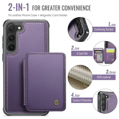 JEEHOOD J05 For Samsung Galaxy S23 Case Card Holder Kickstand Leather+TPU Phone Cover