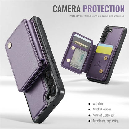 JEEHOOD J05 For Samsung Galaxy S23 Case Card Holder Kickstand Leather+TPU Phone Cover