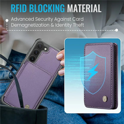 JEEHOOD J05 For Samsung Galaxy S23 Case Card Holder Kickstand Leather+TPU Phone Cover