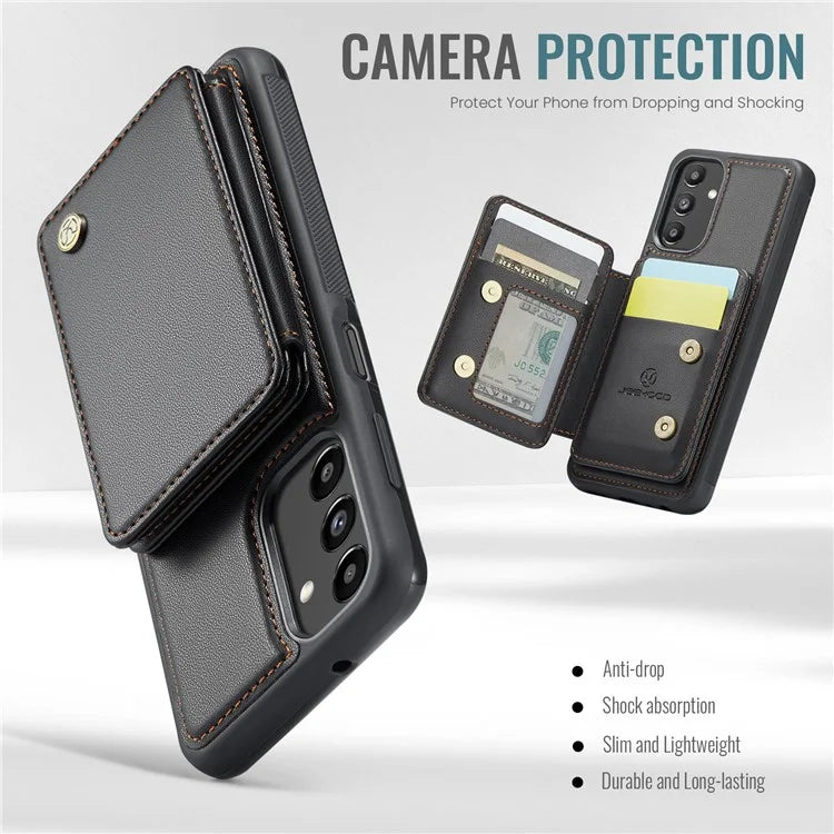 JEEHOOD J05 For Samsung Galaxy A13 5G Case Card Holder Kickstand Leather+TPU Phone Cover