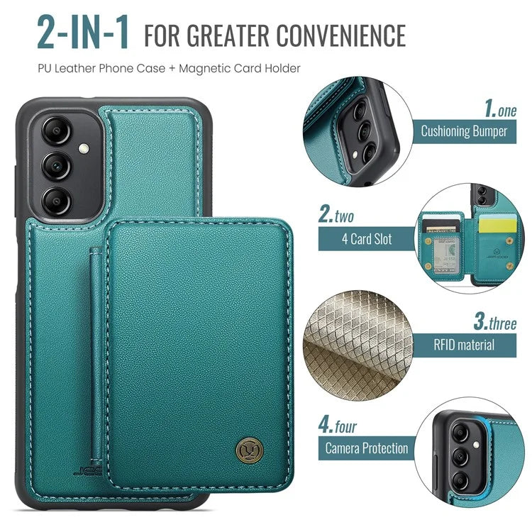 JEEHOOD J05 For Samsung Galaxy A14 4G / 5G Case Card Holder Kickstand Leather+TPU Phone Cover