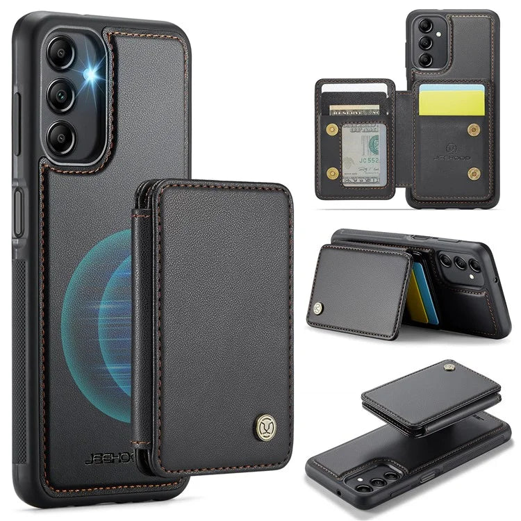 JEEHOOD J05 For Samsung Galaxy A14 4G / 5G Case Card Holder Kickstand Leather+TPU Phone Cover