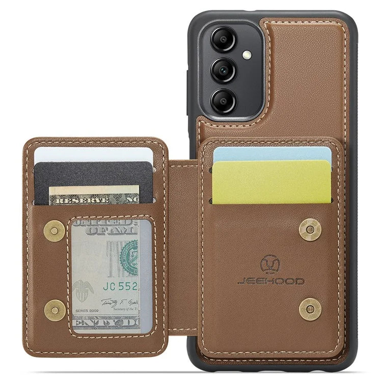 JEEHOOD J05 For Samsung Galaxy A14 4G / 5G Case Card Holder Kickstand Leather+TPU Phone Cover