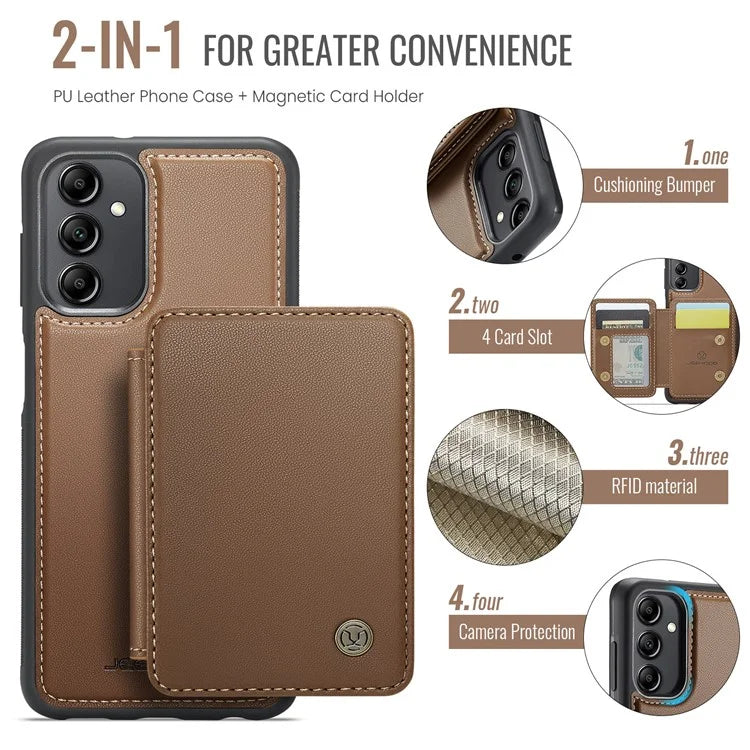 JEEHOOD J05 For Samsung Galaxy A14 4G / 5G Case Card Holder Kickstand Leather+TPU Phone Cover