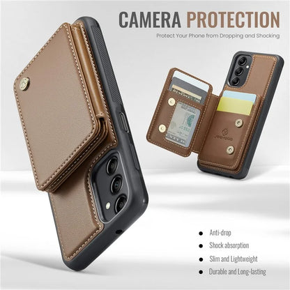 JEEHOOD J05 For Samsung Galaxy A14 4G / 5G Case Card Holder Kickstand Leather+TPU Phone Cover