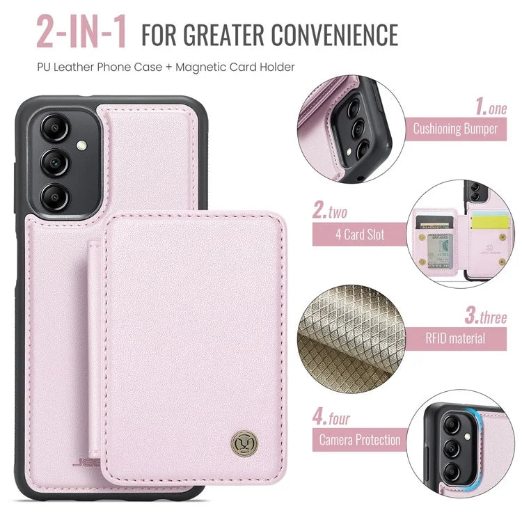 JEEHOOD J05 For Samsung Galaxy A14 4G / 5G Case Card Holder Kickstand Leather+TPU Phone Cover