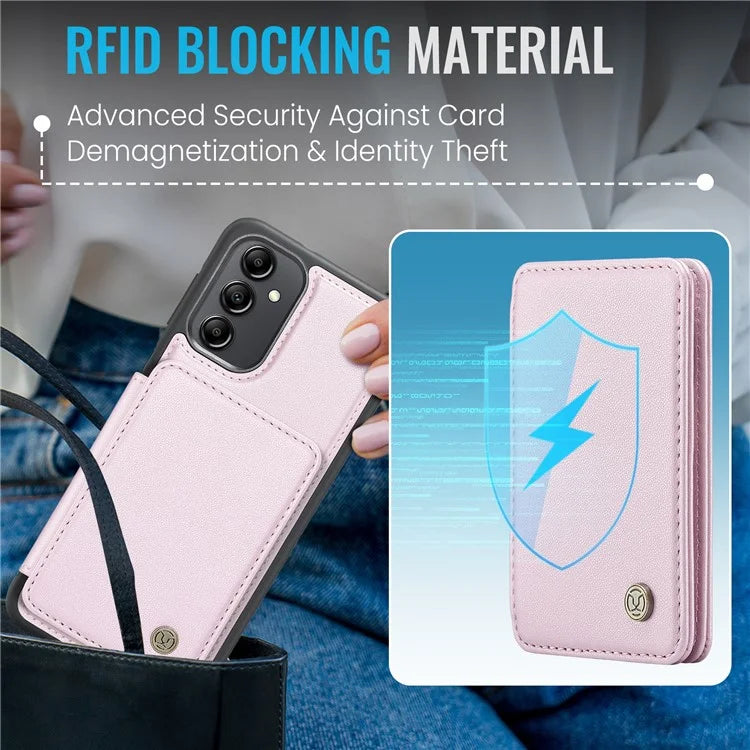 JEEHOOD J05 For Samsung Galaxy A14 4G / 5G Case Card Holder Kickstand Leather+TPU Phone Cover