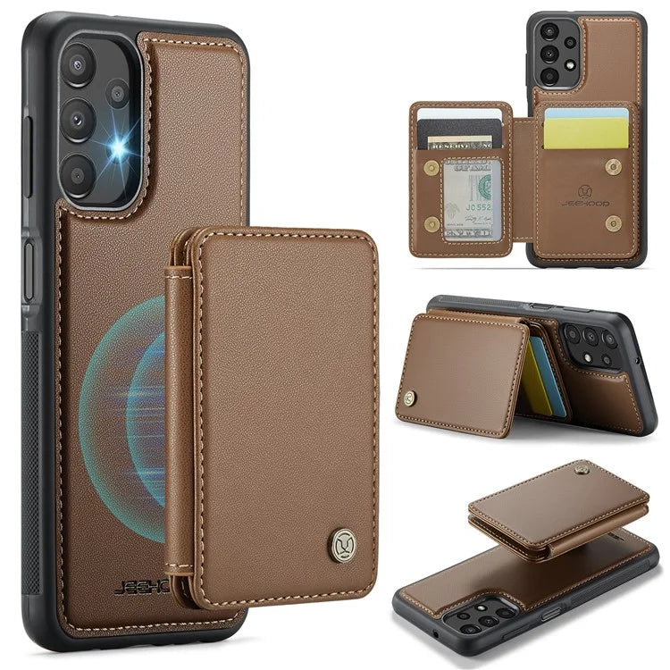 JEEHOOD J05 For Samsung Galaxy A13 4G Case Card Holder Kickstand Leather+TPU Phone Cover