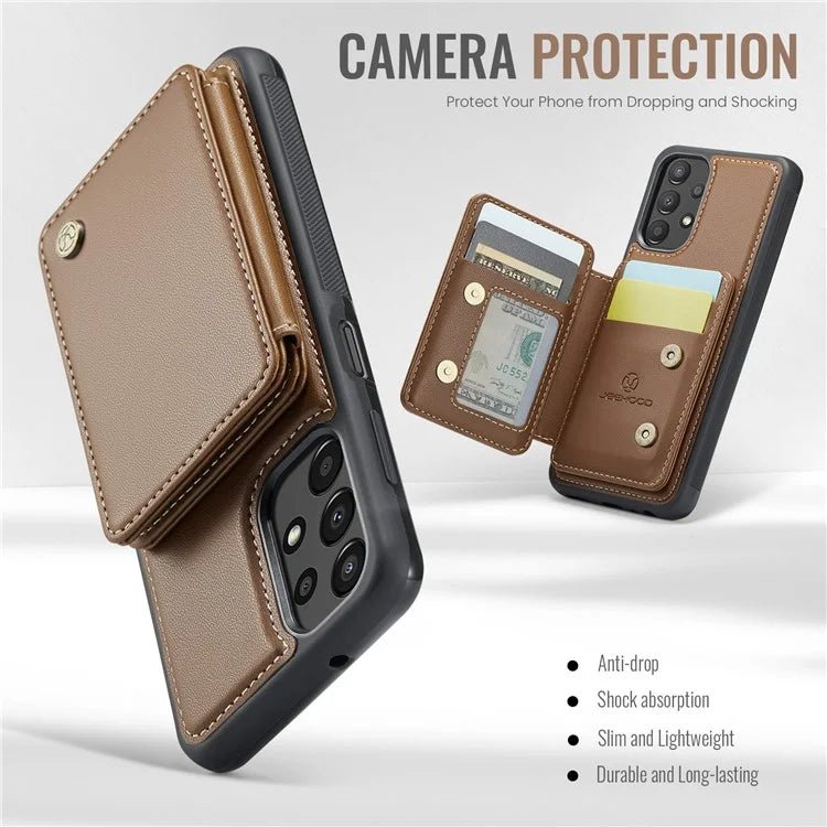 JEEHOOD J05 For Samsung Galaxy A13 4G Case Card Holder Kickstand Leather+TPU Phone Cover