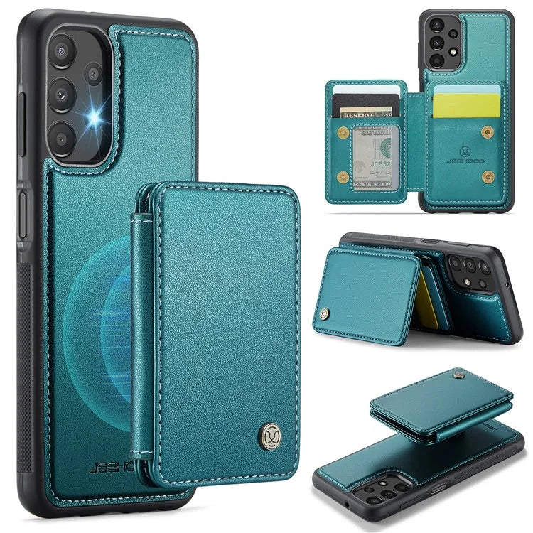 JEEHOOD J05 For Samsung Galaxy A13 4G Case Card Holder Kickstand Leather+TPU Phone Cover
