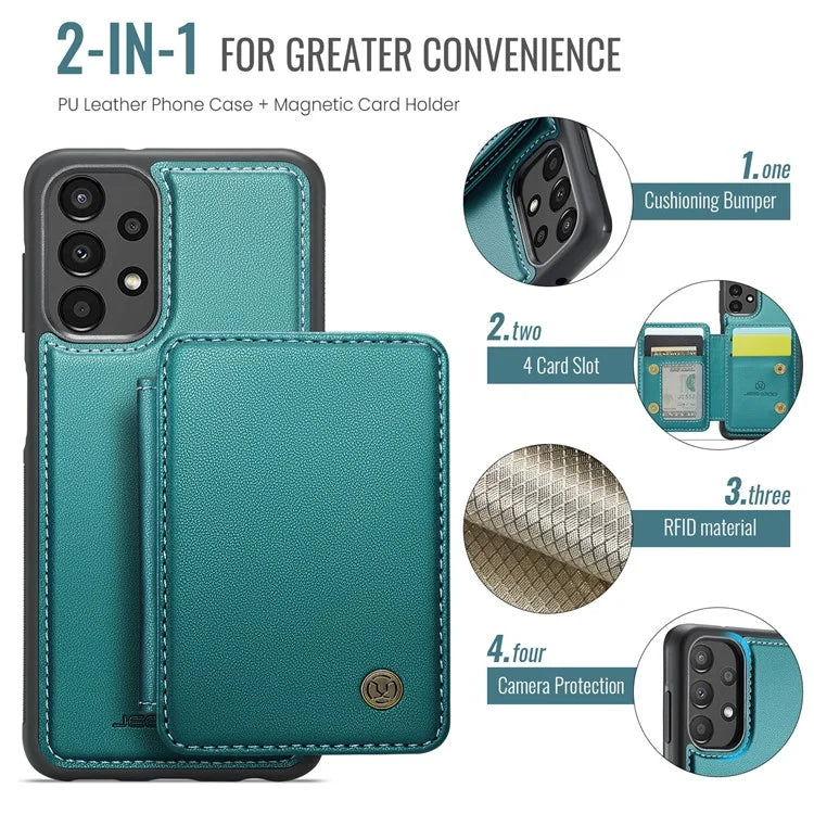 JEEHOOD J05 For Samsung Galaxy A13 4G Case Card Holder Kickstand Leather+TPU Phone Cover