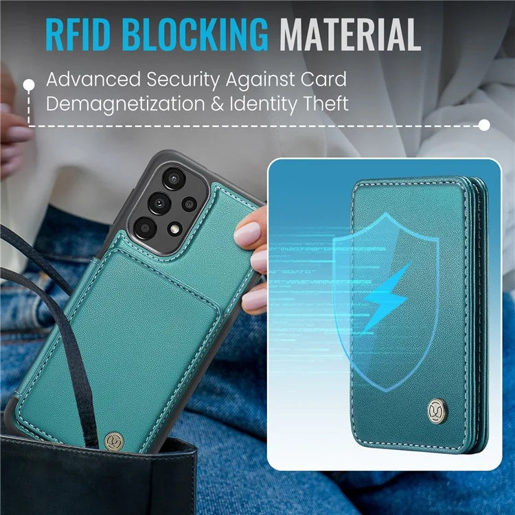 JEEHOOD J05 For Samsung Galaxy A13 4G Case Card Holder Kickstand Leather+TPU Phone Cover
