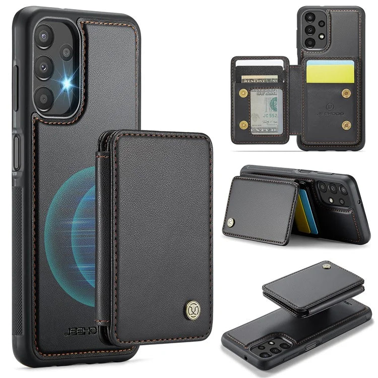JEEHOOD J05 For Samsung Galaxy A13 4G Case Card Holder Kickstand Leather+TPU Phone Cover