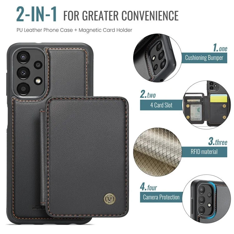 JEEHOOD J05 For Samsung Galaxy A13 4G Case Card Holder Kickstand Leather+TPU Phone Cover