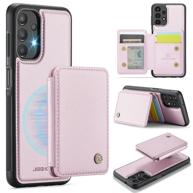 JEEHOOD J05 For Samsung Galaxy A13 4G Case Card Holder Kickstand Leather+TPU Phone Cover