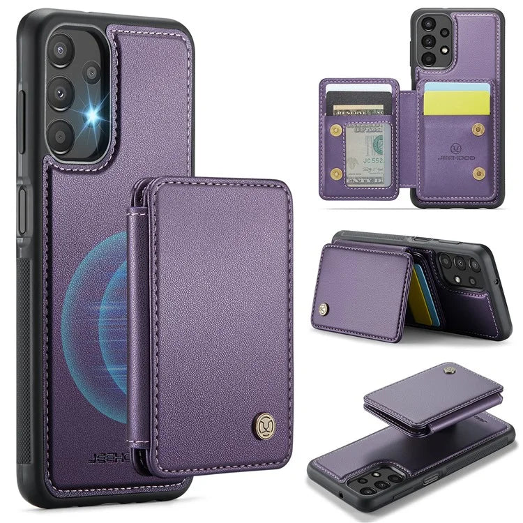 JEEHOOD J05 For Samsung Galaxy A13 4G Case Card Holder Kickstand Leather+TPU Phone Cover