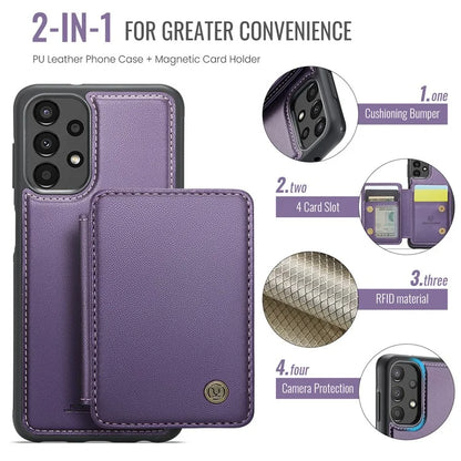 JEEHOOD J05 For Samsung Galaxy A13 4G Case Card Holder Kickstand Leather+TPU Phone Cover