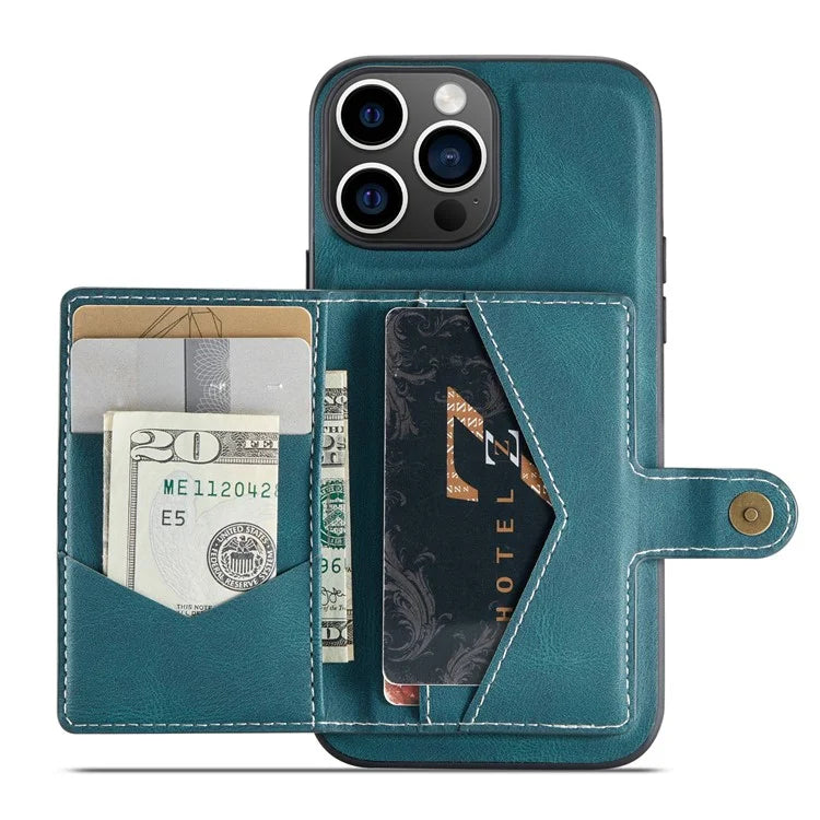 JEEHOOD J01 For iPhone 16 Pro Max Case Retro Leather + TPU Phone Cover Detachable Magnetic Card Holder