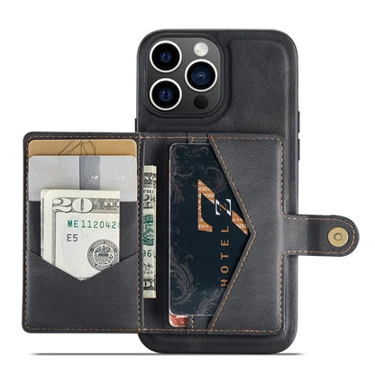 JEEHOOD J01 For iPhone 16 Pro Max Case Retro Leather + TPU Phone Cover Detachable Magnetic Card Holder
