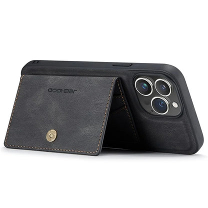 JEEHOOD J01 For iPhone 16 Pro Max Case Retro Leather + TPU Phone Cover Detachable Magnetic Card Holder