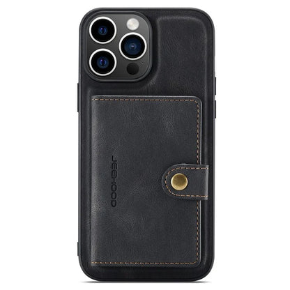 JEEHOOD J01 For iPhone 16 Pro Max Case Retro Leather + TPU Phone Cover Detachable Magnetic Card Holder