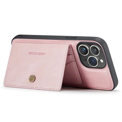 JEEHOOD J01 For iPhone 16 Pro Max Case Retro Leather + TPU Phone Cover Detachable Magnetic Card Holder