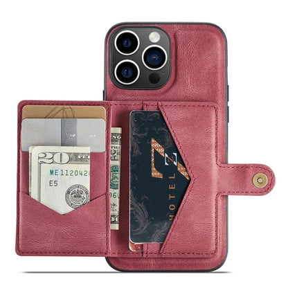 JEEHOOD J01 For iPhone 16 Pro Max Case Retro Leather + TPU Phone Cover Detachable Magnetic Card Holder