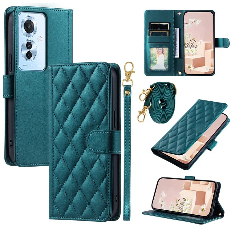 For Oppo F25 Pro 5G / Reno11 F 5G Wallet Case Rhombus Grid PU Leather Phone Cover