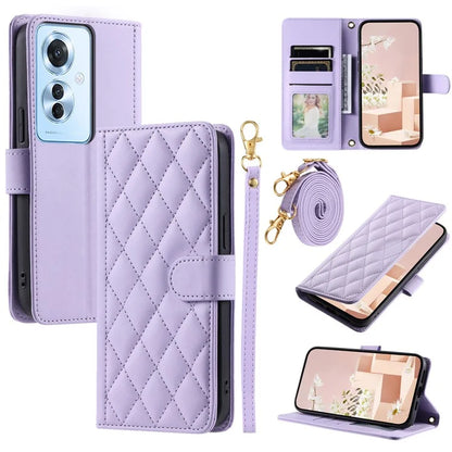For Oppo F25 Pro 5G / Reno11 F 5G Wallet Case Rhombus Grid PU Leather Phone Cover