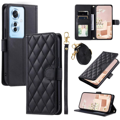 For Oppo F25 Pro 5G / Reno11 F 5G Wallet Case Rhombus Grid PU Leather Phone Cover