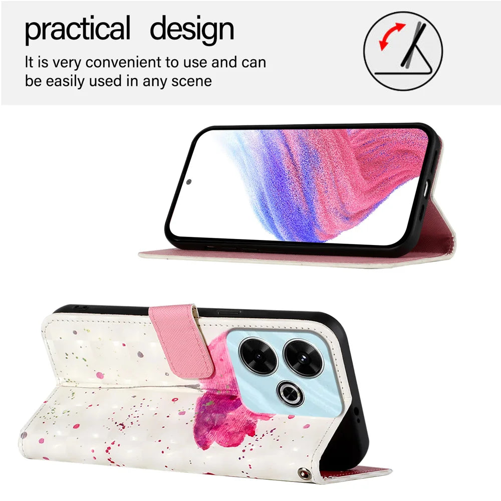 For Xiaomi Redmi 13 4G Leather Case YB Pattern Printing Leather Series-2 Pattern Printing Wallet Stand Cover