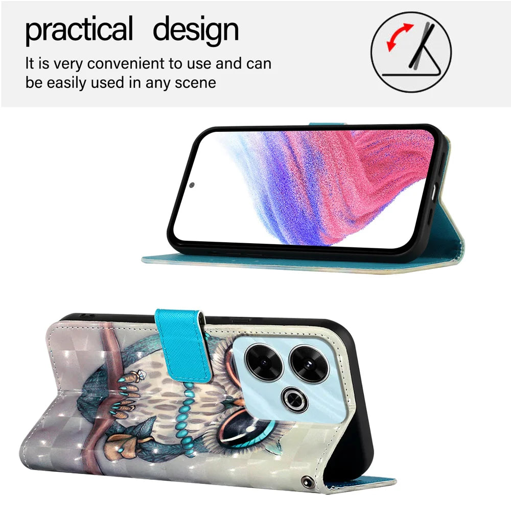 For Xiaomi Redmi 13 4G Leather Case YB Pattern Printing Leather Series-2 Pattern Printing Wallet Stand Cover