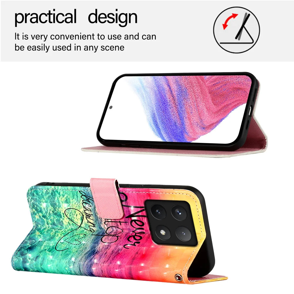 For Xiaomi 14T Pro Leather Case YB Pattern Printing Leather Series-2 Pattern Printing Wallet Stand Cover