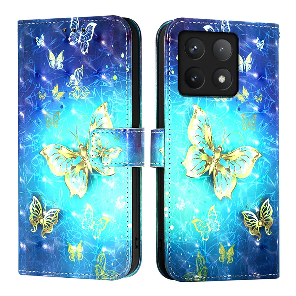 For Xiaomi 14T Leather Case YB Pattern Printing Leather Series-2 Pattern Printing Wallet Stand Cover