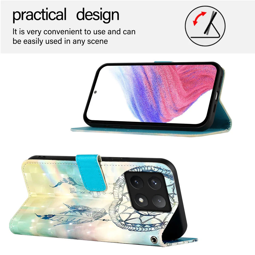 For Xiaomi 14T Leather Case YB Pattern Printing Leather Series-2 Pattern Printing Wallet Stand Cover