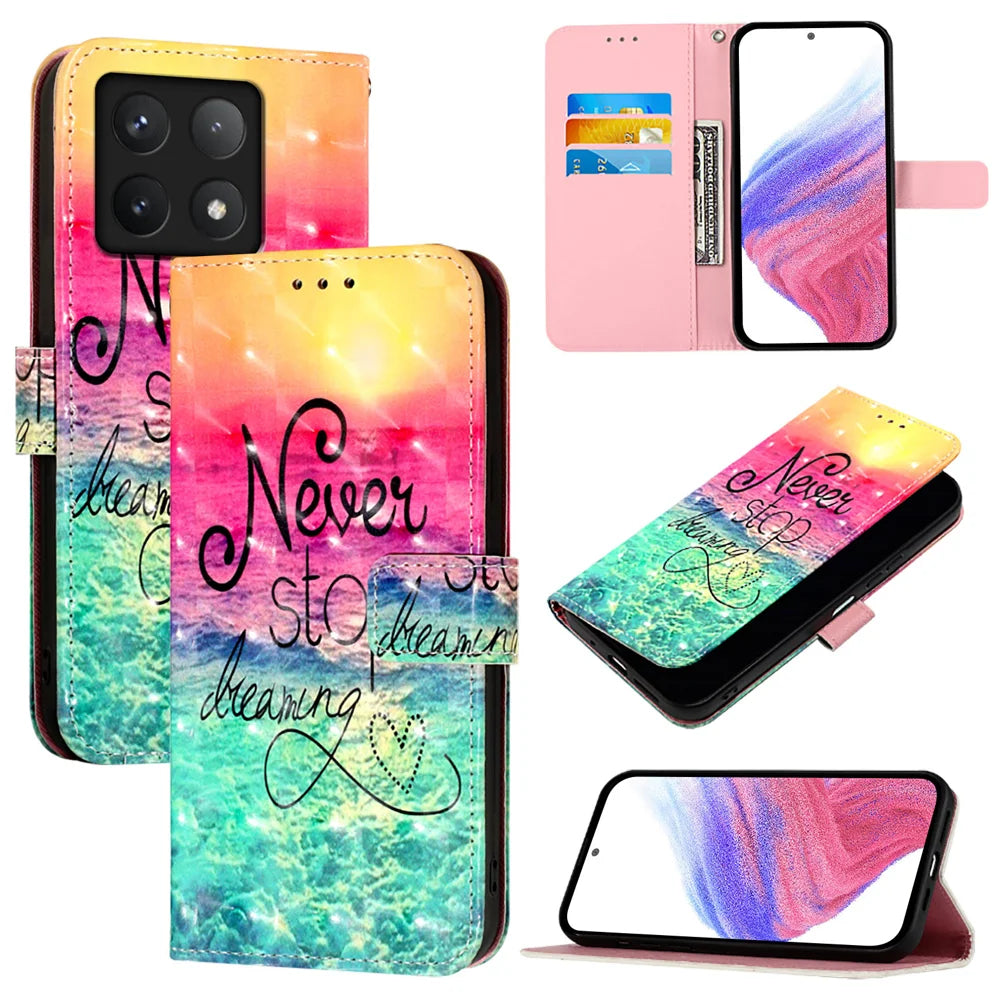 For Xiaomi 14T Leather Case YB Pattern Printing Leather Series-2 Pattern Printing Wallet Stand Cover